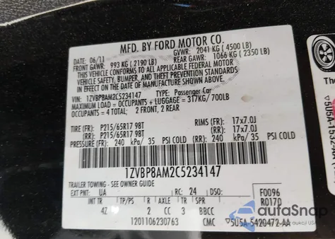 2012 Ford Mustang V6 Premium z USA, uszkodzony, nr VIN 1ZVBP8AM2C5234147